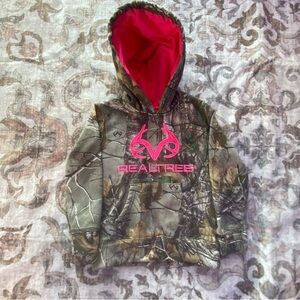 Realtree Youth Camo Hoodie Pink Logo Pullover Girls Size 6-6x